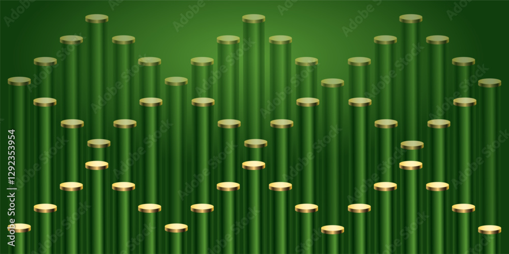 Fototapeta premium Green color podium with green pattern background. Vector illustration.