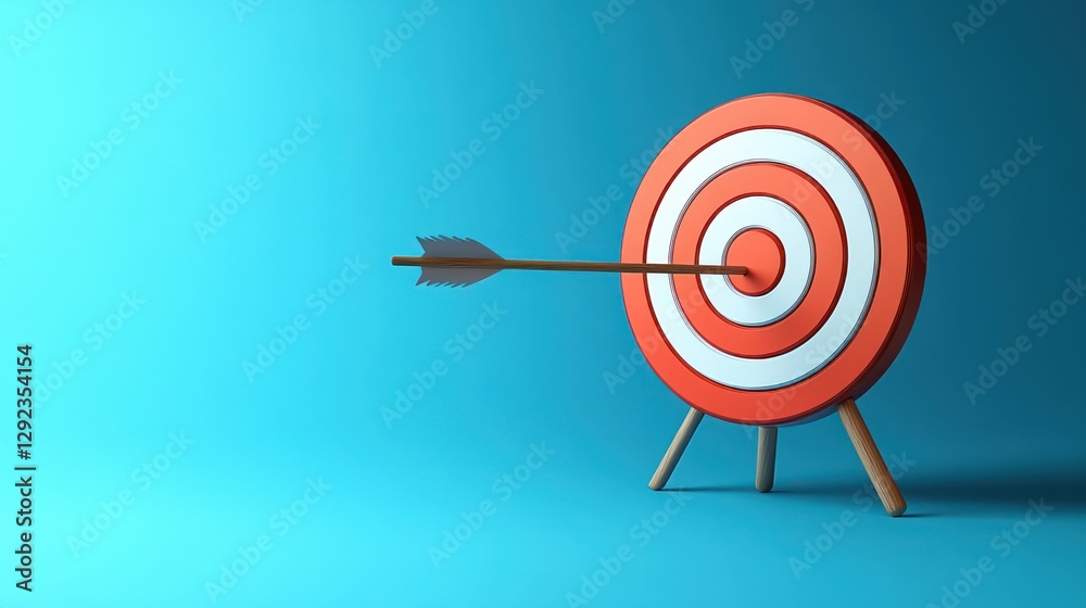 3D Vector Illustration of Target and Arrow in Minimalist Style for Business Concept 3D Vector Illustration of Target and Arrow in Minimalist Style for Business Concept