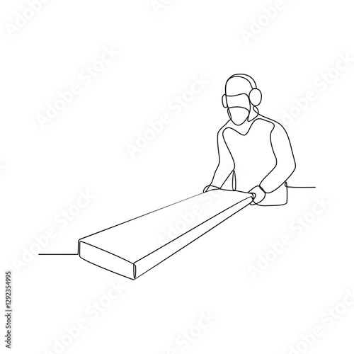 One continuous line drawing of a Carpenter is on duty vector design illustration. Carpenter design illustration simple linear style vector concept. Carpenter illustration for your asset design.