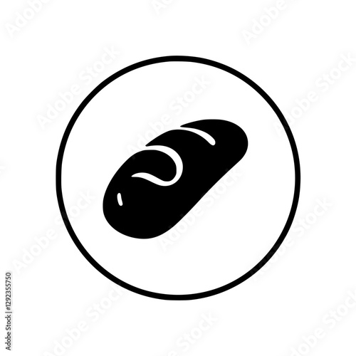 Black silhouette bread loaf within a circle. Minimalist, bold, and elegant.