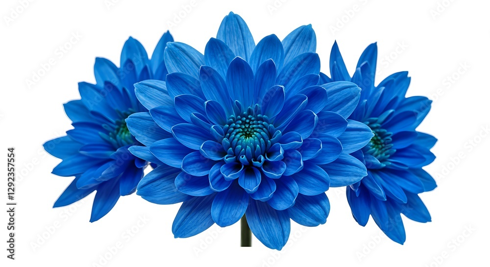 Obraz premium Vibrant Blue Chrysanthemum Blooms Close Up 