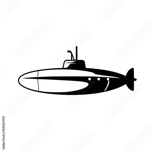 Bild auf Leinwand Black and White Submarine Silhouette