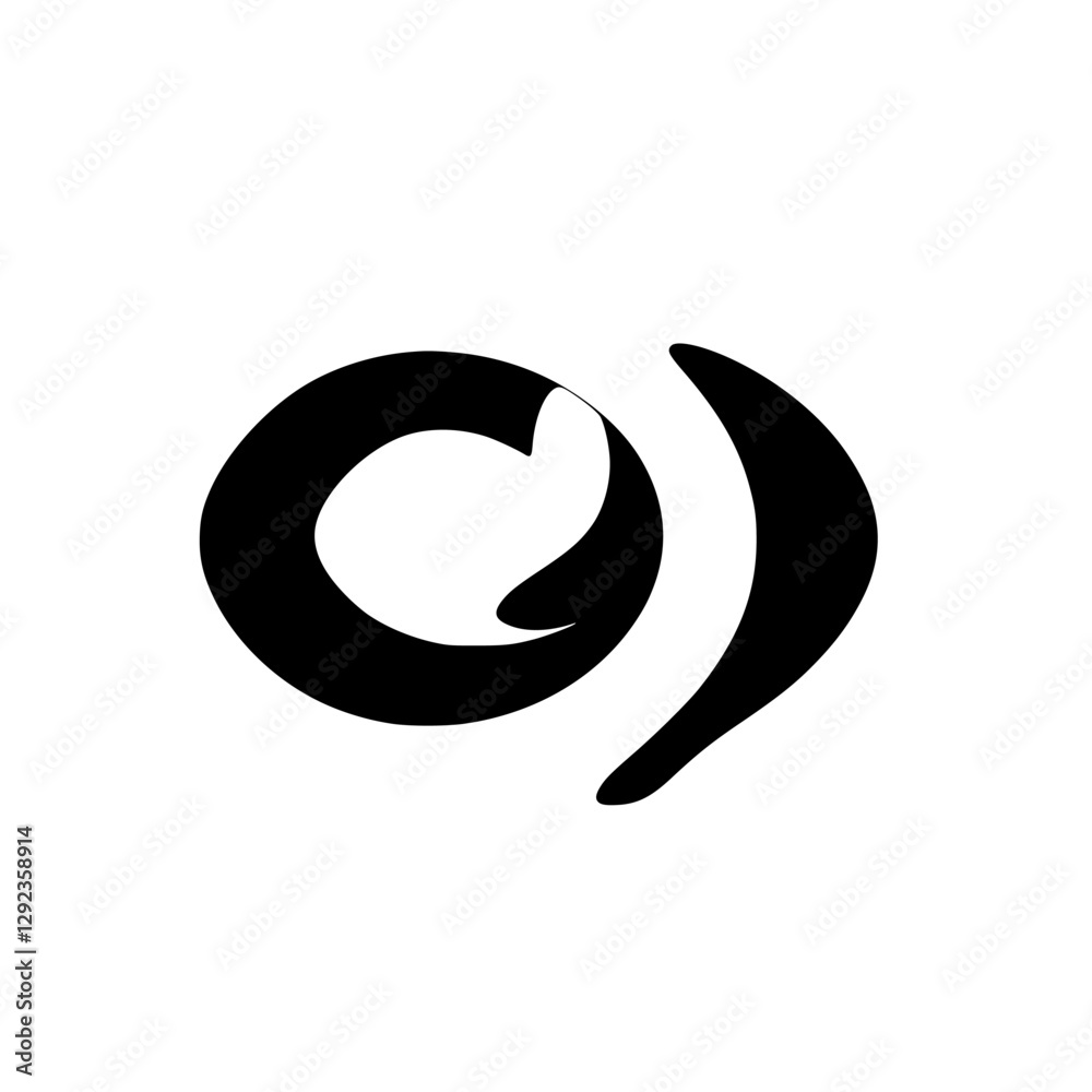 Abstract Composition with Two Black Shapes on White Background Abstract Composition with Two Black Shapes on White Background