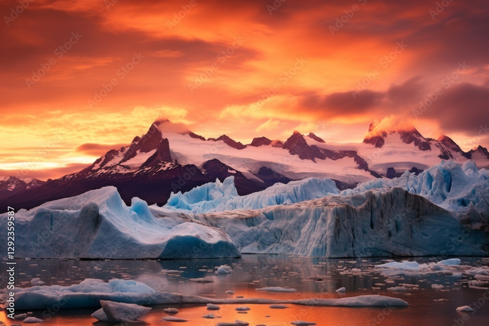 Obraz premium Icebergs melting in the ocean