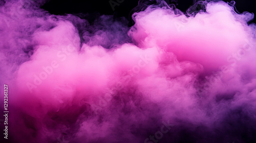 Cloud of pink smoke on black transparent background. Realistic vector illustration of magic color fog with overlay effect, border. Holi powder paint mist. Love in air
