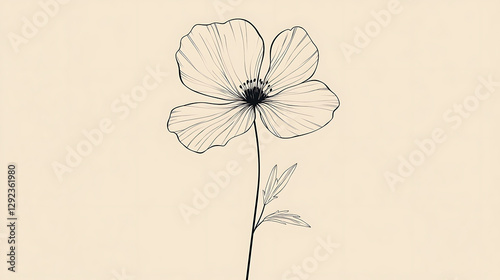A flower is drawn in black and white on a white background