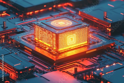 A conceptual visualization a glowing encrypted database vault, surrounded by multiple protective digital layers.