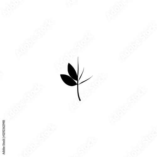 A minimalist, still life featuring a solitary black leaf stem set against a plain white background.