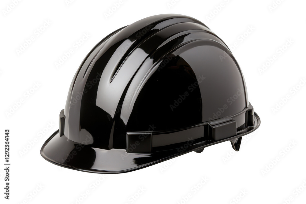 Black safety helmet designed for construction and industrial use, featuring a sleek design, lightweight structure, and comfortable fit for optimal head protection while working