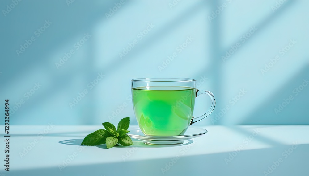 Refreshing Green Tea with Mint Leaves Refreshing Green Tea with Mint Leaves