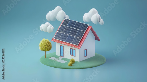 Obraz na płótnie Solar Panel House Renewable Energy Clean Energy w salonie