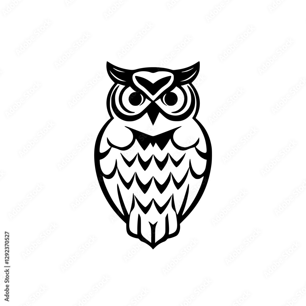 Fototapeta premium A bold, minimalist, monochrome illustration of an owl.