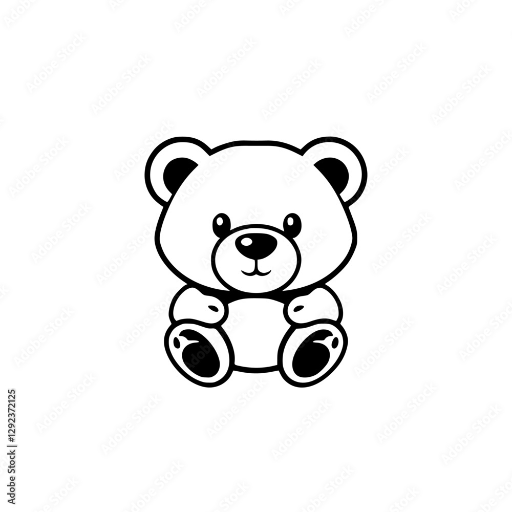 Naklejka premium Simple, Cartoonish Teddy Bear Illustration on White Background.