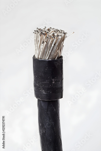 RG58 Coax Cable Construction Highlighted Against White Background photo