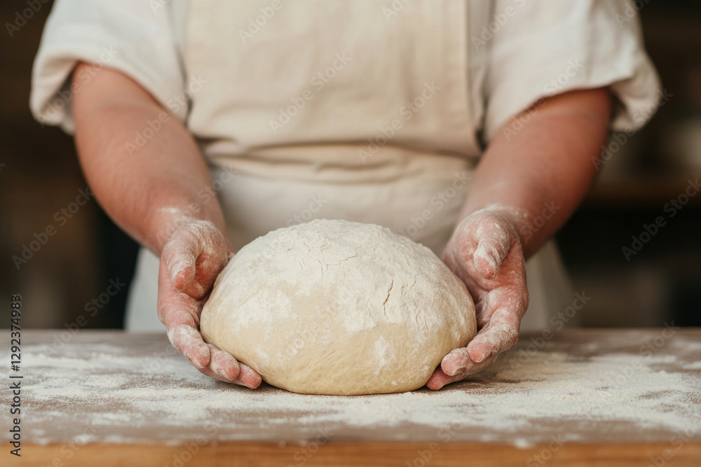 A person is holding a dough ball in their hands A person is holding a dough ball in their hands