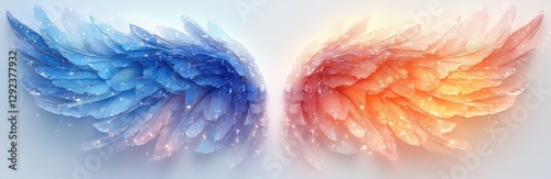 Ethereal Angel Wings Watercolor Illustration with Soft Pastel Colors and Gentle Glow