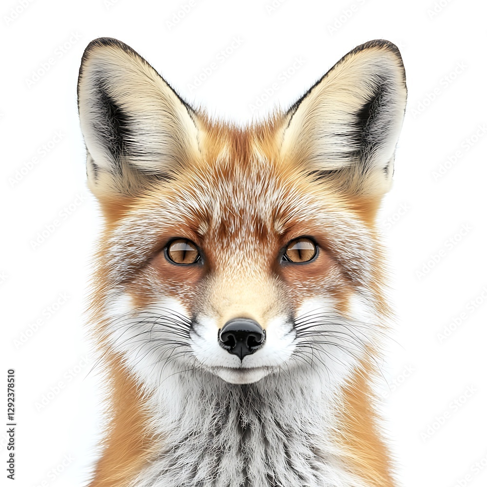 Elegant red fox standing out clearly in front of white setting
Elegant red fox standing out clearly in front of white setting
