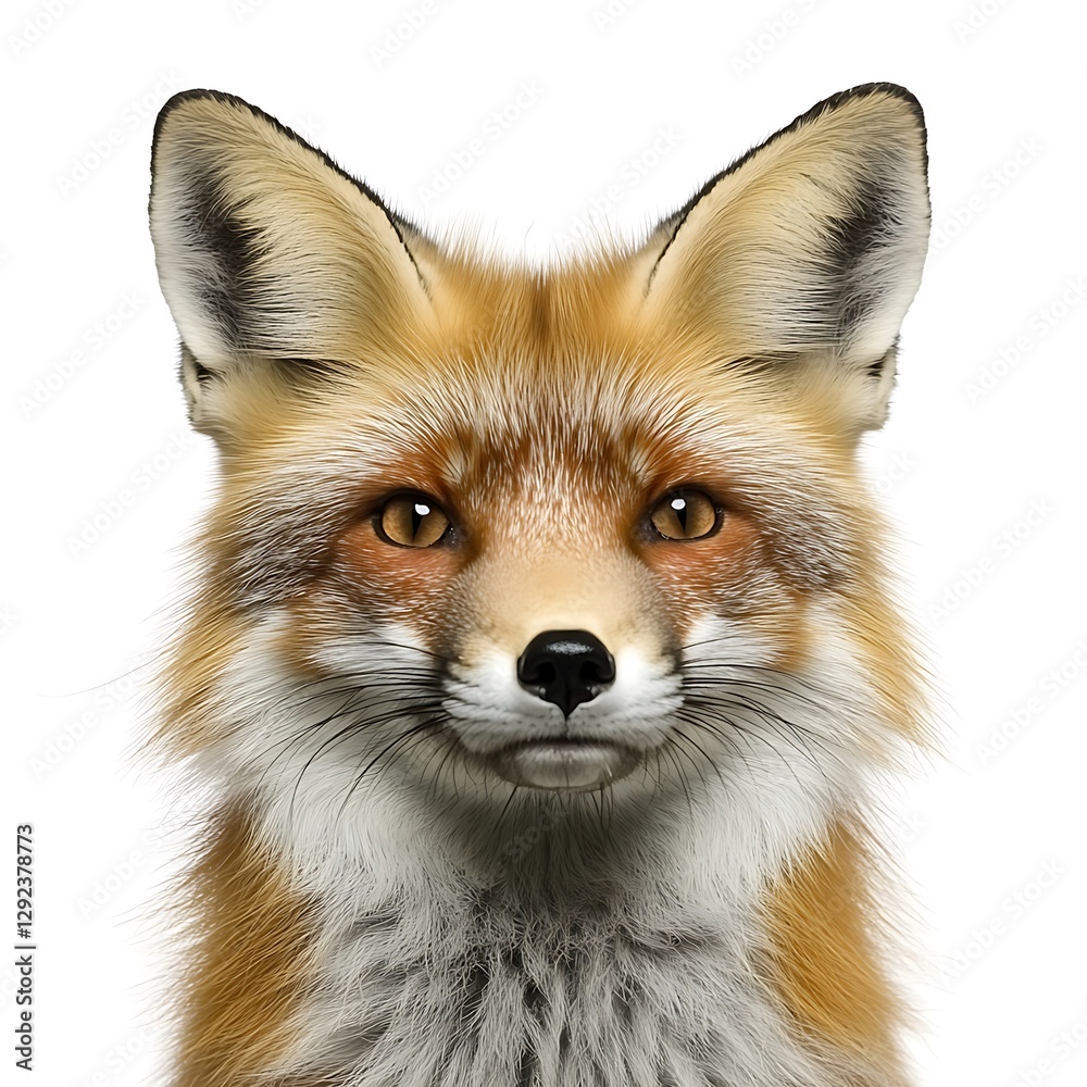Elegant red fox standing out clearly in front of white setting
Elegant red fox standing out clearly in front of white setting