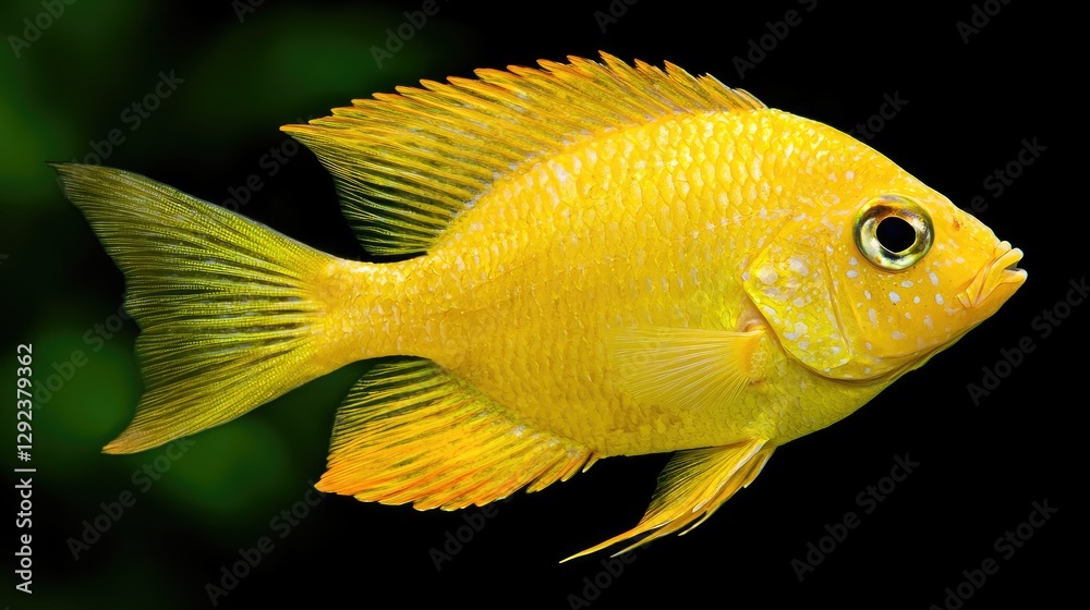Yellow fish profile against dark background Yellow fish profile against dark background