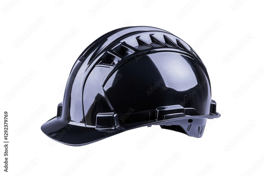Protective hard hat designed for construction work with a sleek black finish on a transparent background suitable for promotional materials or educational resources Protective hard hat designed for construction work with a sleek black finish on a transparent background suitable for promotional materials or educational resources
