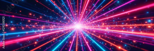 Radial abstract holographic spectrum with neon explosion lines in vibrant colors, futuristic, colorful