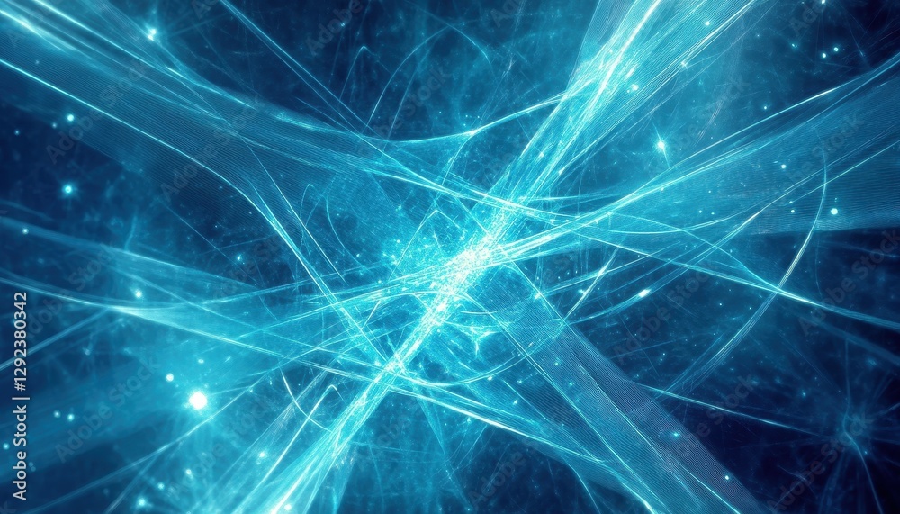 Abstract Blue Glowing Lines and Particles Digital Art Background Abstract Blue Glowing Lines and Particles Digital Art Background