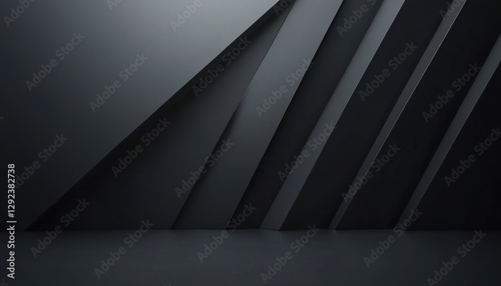 Abstract Dark Grey Geometric Background with Textured Lines and Shadows Abstract Dark Grey Geometric Background with Textured Lines and Shadows