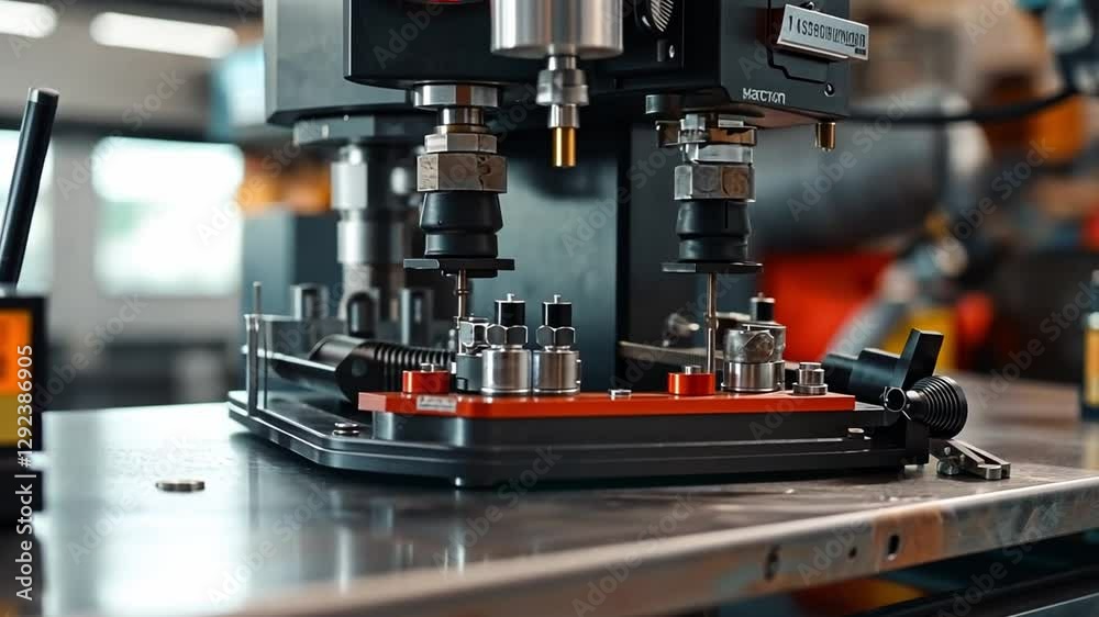 Precision Automation: A close-up view of a sophisticated industrial machine, highlighting intricate mechanisms and technological precision. Precision Automation: A close-up view of a sophisticated industrial machine, highlighting intricate mechanisms and technological precision.