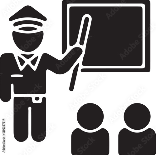 An illustration of a police officer educating students