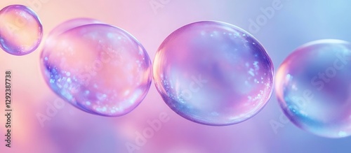 Iridescent Soap Bubbles in Dreamlike Ethereal Space with Gradient Effect and Soft Pastel Hues