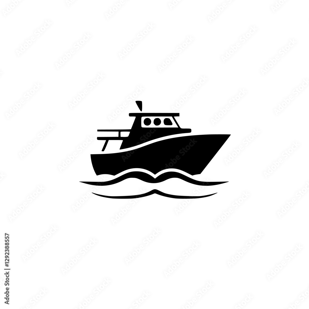 Minimalist Black and White Boat Silhouette on Waves: A stark, contrasting image of a boat, capturing the essence of aquatic adventure, set against a pristine white background. Minimalist Black and White Boat Silhouette on Waves: A stark, contrasting image of a boat, capturing the essence of aquatic adventure, set against a pristine white background.