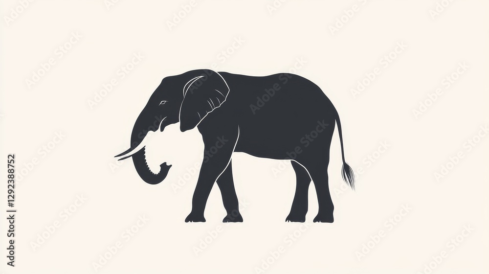Fototapeta premium Elephant silhouette against white background outdoors photography natural environment side view elegant imagery