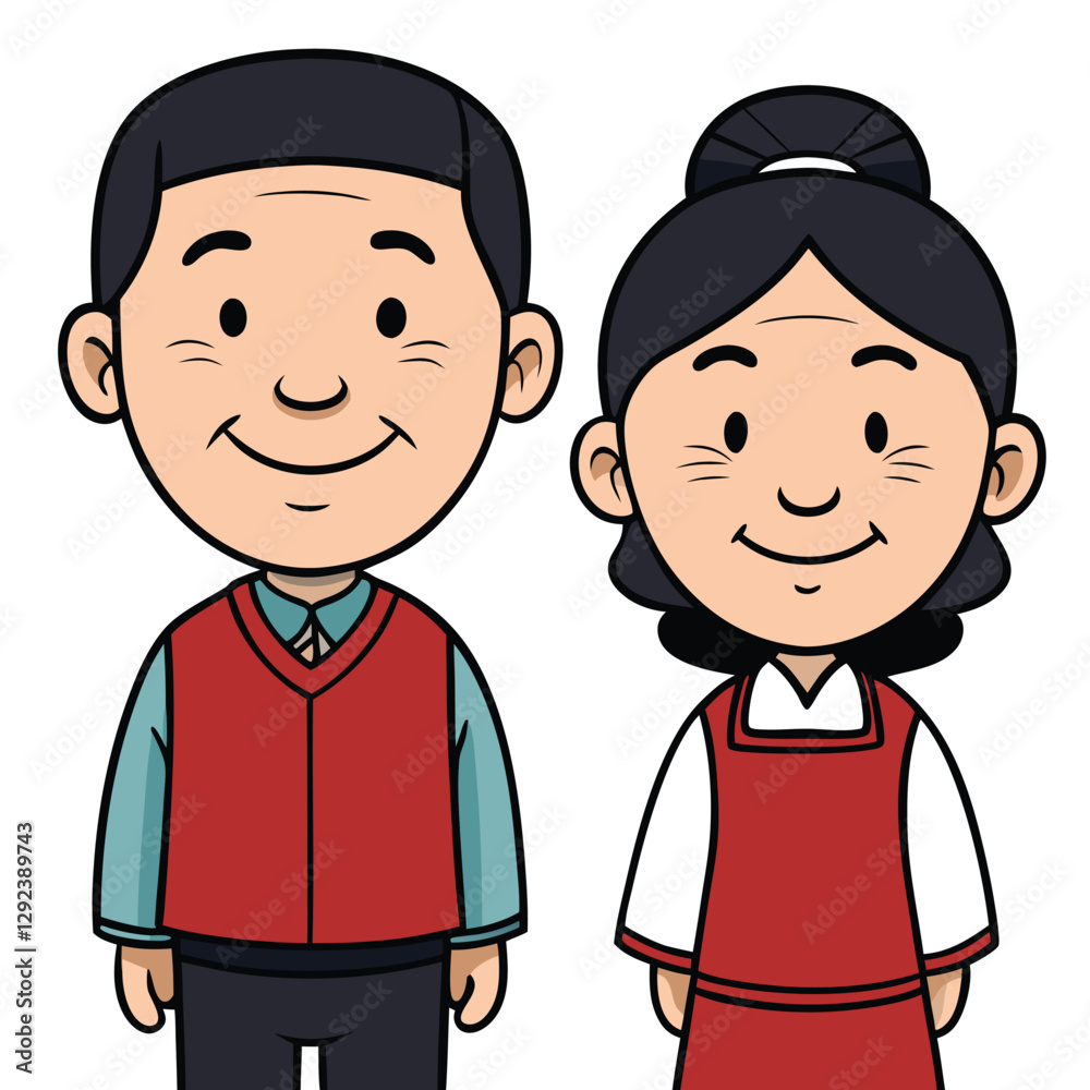 chinese-father-and-mother-cartoon.eps