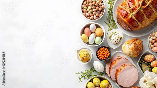 Wallpaper Mural Festive easter celebration ham & hot cross buns display Torontodigital.ca