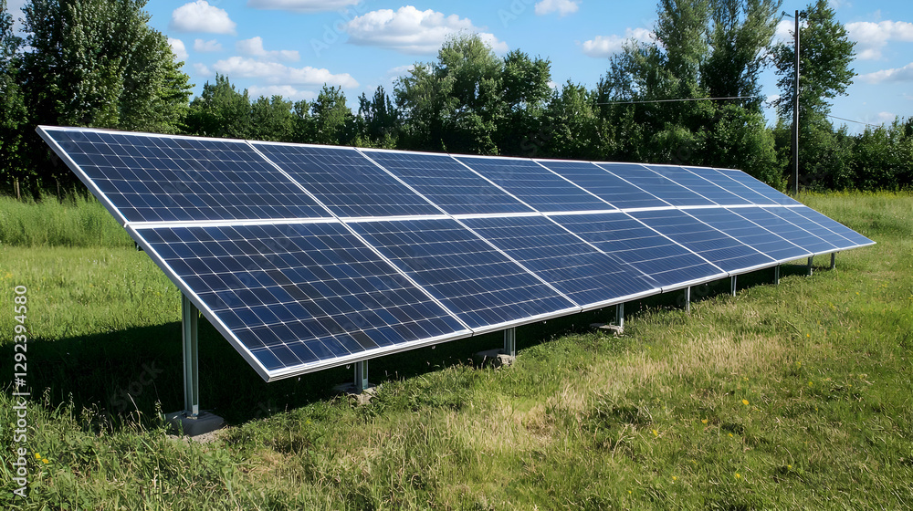 Renewable Energy with Solar Panels on a Roof Under a Blue Sky Renewable Energy with Solar Panels on a Roof Under a Blue Sky