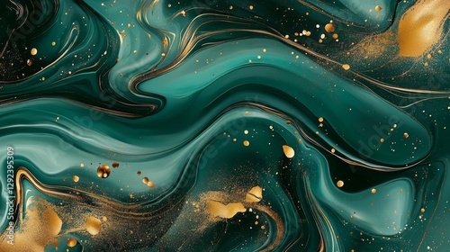 This green and gold marble background features elegant patterns and shimmering accents, perfect for adding a luxurious touch to any design project, enhancing its aesthetic and artistic quality