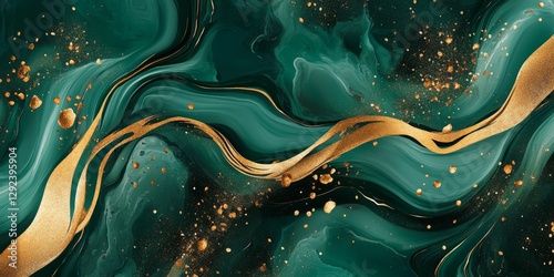 This luxurious green and gold marble background adds sophistication and elegance to any project. Its versatile for digital media, invitations, stationery, and more, enhancing your creative endeavors