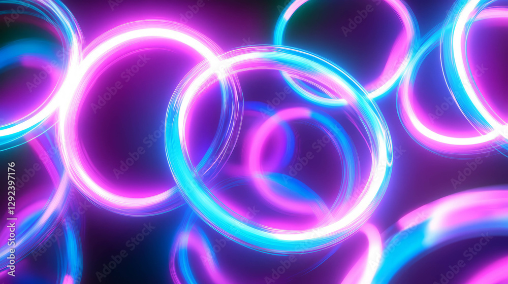 Pulsating neon orbs with vibrant light for modern design elements Pulsating neon orbs with vibrant light for modern design elements