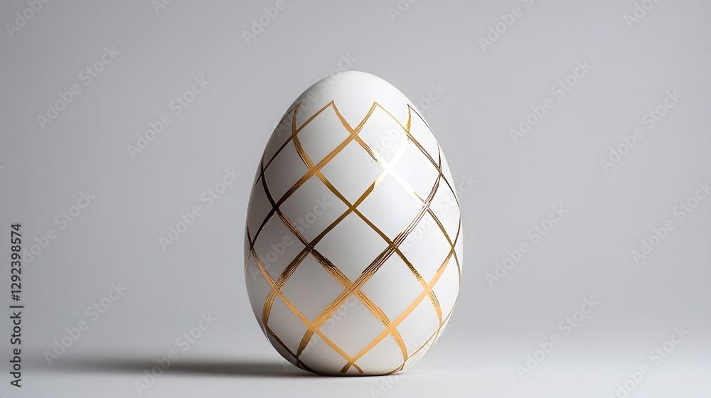 Elegant white easter egg with golden accents minimalist design studio setting