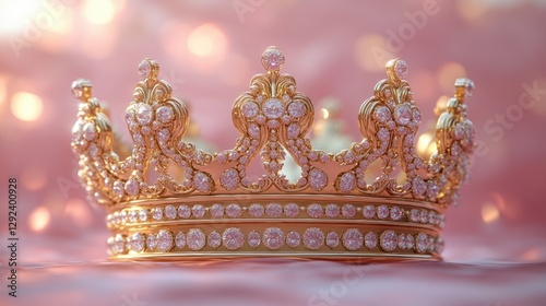 3D Vector Gold Crown, Baroque Design, Royalty, Luxury, Wealth, Imperial Power, Majestic Jewelry, King, Queen, Princess, Vintage Antique Emblem