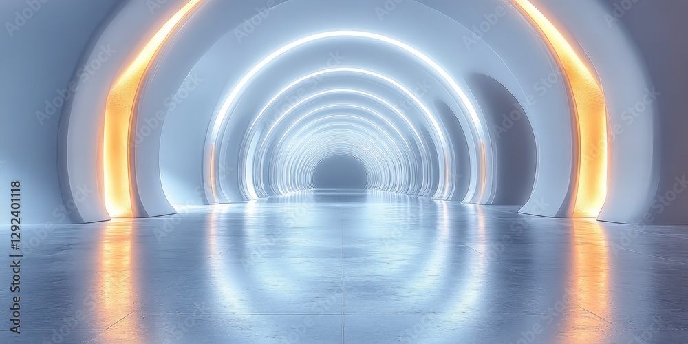 Fototapeta premium Futuristic Light Corridor Abstract Tunnel Modern Design 3D Rendering