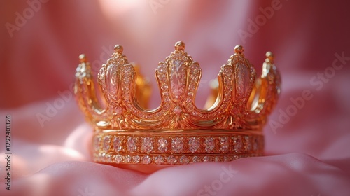 Realistic Gold Crown in Baroque Style, Luxury and Wealth Symbol, Imperial Power, 3D Vector Illustration, Majestic Royalty Design