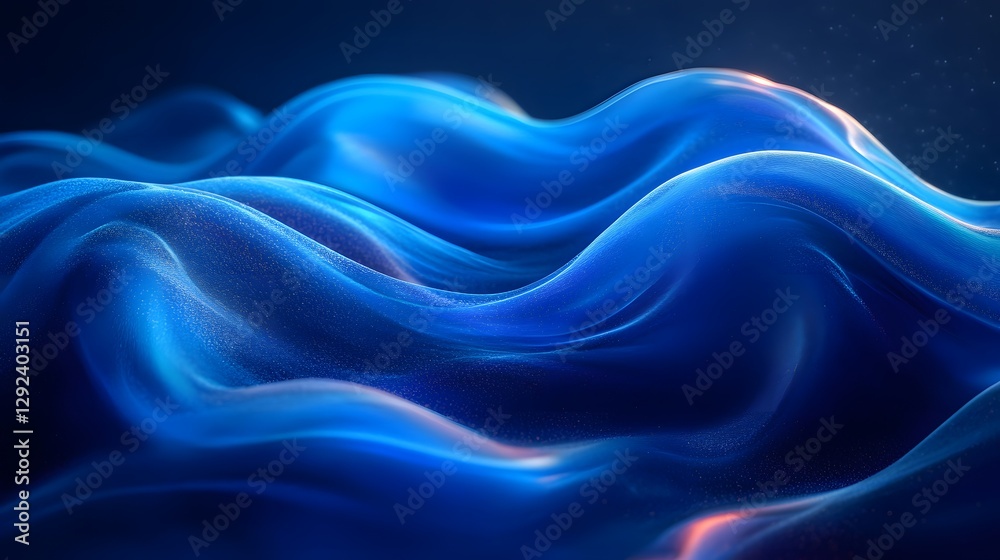 Fototapeta premium Abstract blue waves are smooth and elegant in the darkness