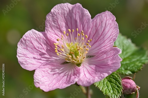 Pink wildflower blossom in garden setting photo