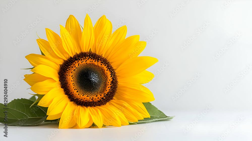 Obraz premium Vibrant sunflower on white background, summer mood