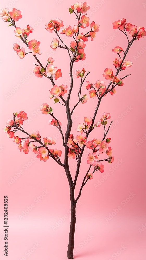 Obraz premium Pink Blossoms, Spring Floral Arrangement, Minimalist Background, Photo Use