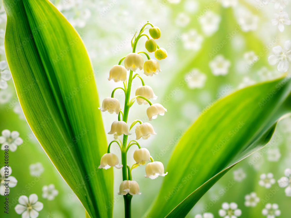Fototapeta premium lily of the valley. flower, nature, plant, spring, lily, leaf, lily of the valley, valley, white, lily-of-the-valley, flora, flowers, garden, macro, beauty, grass, blossom, leaves, bloom, may, summer,