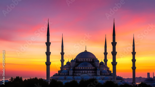 Wallpaper Mural Majestic view of the blue mosque in istanbul at sunset Torontodigital.ca