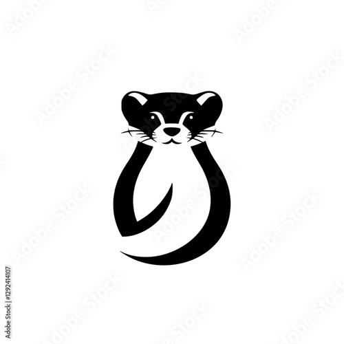 Black and white minimalist illustration of a stoat.