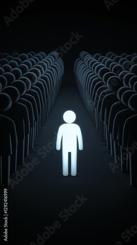 Einzelne helle Figur unterscheidet sich stark von der dunklen Menschenmenge

 photo
